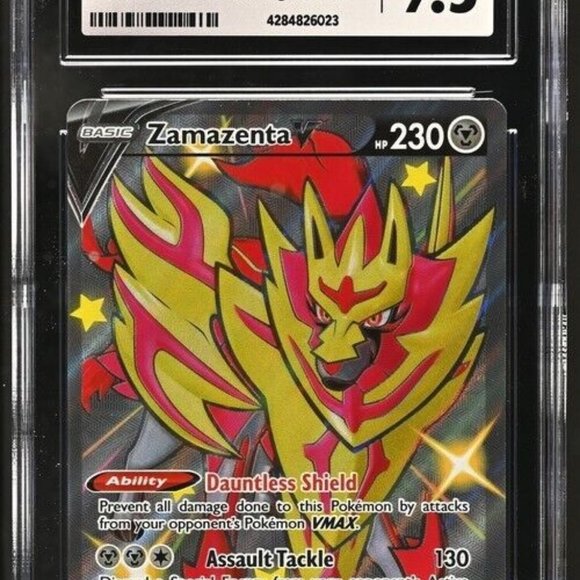 SHINY ZAMAZENTA V SWSH293 Crown Zenith Pokemon TCG CGC 9.5 MINT + - Picture 2 of 3
